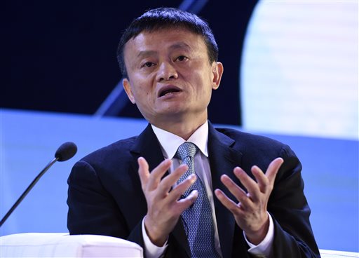 Alibaba founder Jack Ma speaks at the CEO Summit, attended by 800 business leaders from around the region representing U.S. and Asia-Pacific companies, in Manila, Philippines, Wednesday, Nov. 18, 2015, ahead of the start of the Asia-Pacific Economic Cooperation summit. (AP Photo/Susan Walsh)