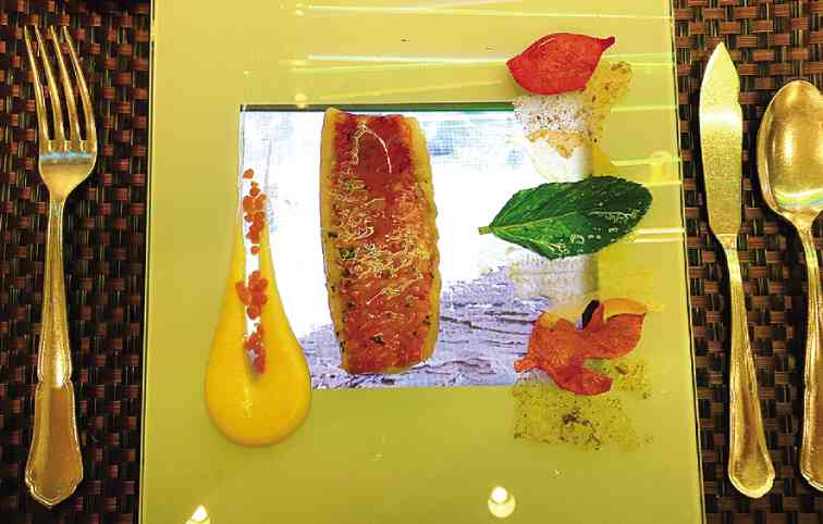 Red mullet on a tablet 