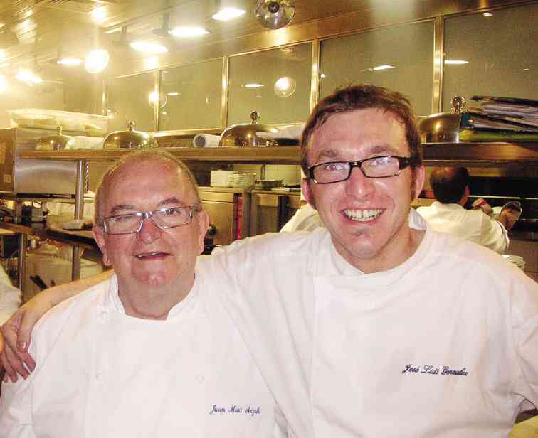 CHEF  Gonzalez worked in the kitchen of Chef Juan Mari Arzak (left) from 2006 to 2007. 