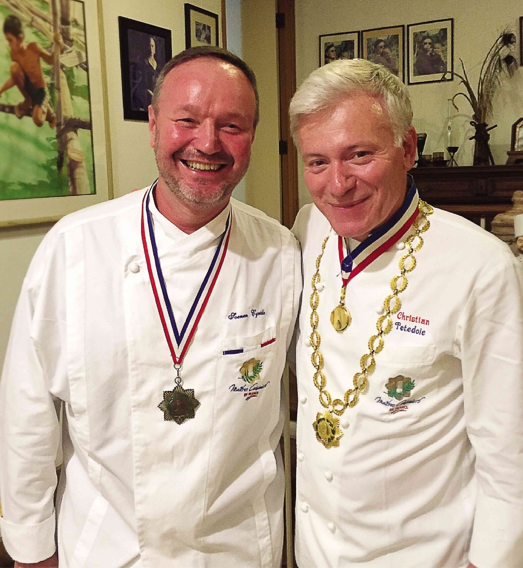CHEF Cyrille Soenen, Maitres Cuisiniers de France 2014 awardee and Chef Christian Tetedoie, president of Maitres Cuisiniers de France 