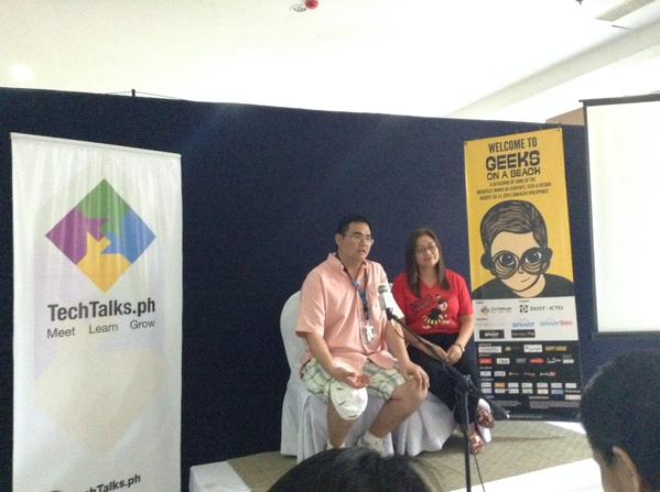 IdeaSpace president Earl Valencia and TechTalks.ph founder Tina Amper. YUIJI GONZALES