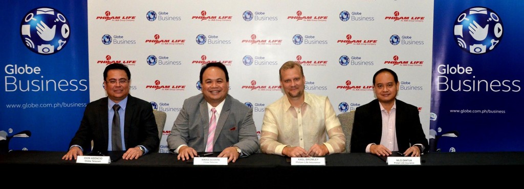 Philam Life renews its partnership with Globe Business, Globe Telecom’s ICT arm, to address its growing connectivity requirements for more efficient operations. Leading the contract signing are Globe SVP for Enterprise Group Nikko Acosta (2nd from left) and Philam Life CEO J. Axel Bromley (2nd from right), together with Globe Business VP for Sales Dion Asencio (left) and Philam Life Head of Information Technology Nilo Zantua (right).