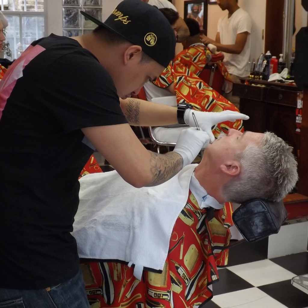 Troy Argones, master barber in Champs Barbers London.