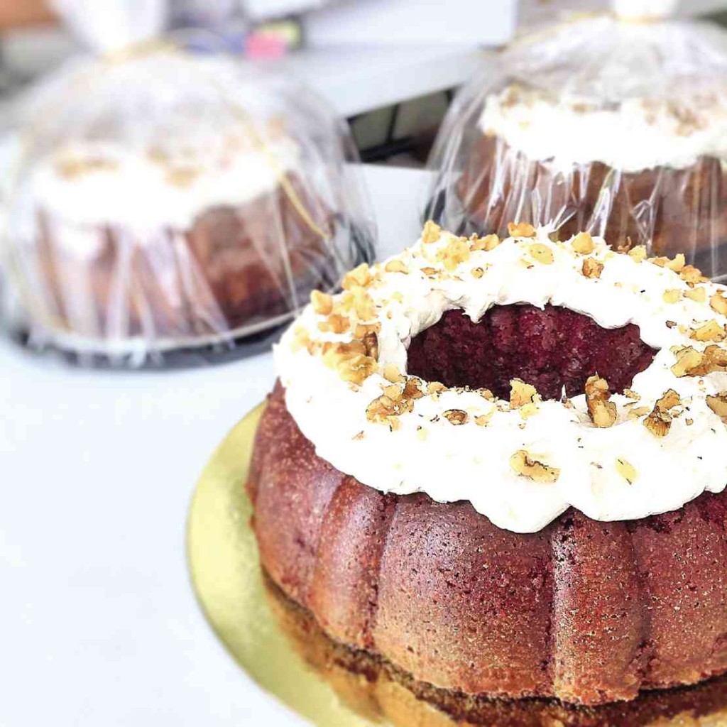 MOIST and beautifully executed bundt cakes by Bundtwagon. They have red velvet, carrot and banana bundt cakes. Margaux Salcedo