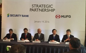 Top officials of Security Bank and MUFG ink partnership deal