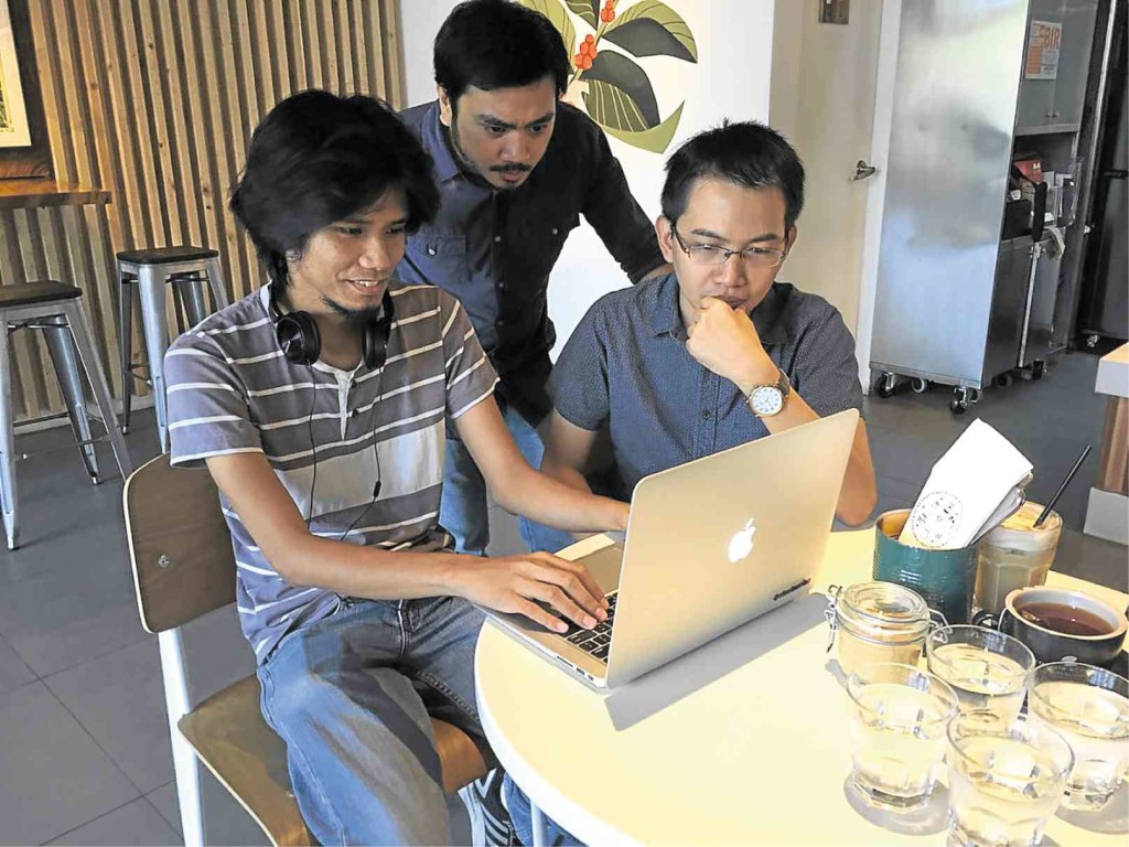 KWENTONG Empleyado is led by (from left) chief technology officer Daryl Lobren, creative technologist Jeru Gasendo and chief executive officer Gerard Martin Cueto.