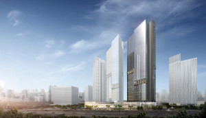 An artist's rendition of Park Central Towers at Roxas Triangle