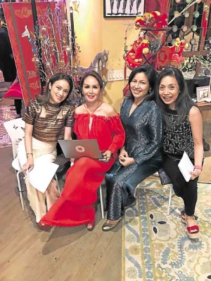 Feng Shui expert Marites Allen in red with Ria Prieto, Myda Prieto and Rosan Cruz 