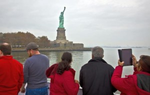 View of Statue of Liberty from ferry - 5 Nov 2015