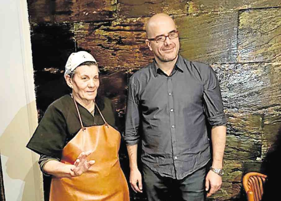 Chef Alberto Fernandez with his mother, Chef Doña Julia of Asturianos, Madrid 