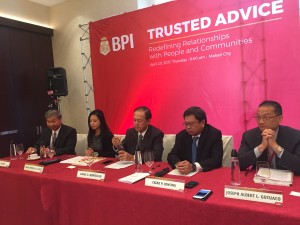 BPI top brass briefing the press after the bank's 2017 annual stockholders meeting