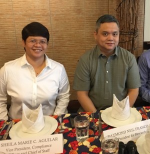 Abacus Securities vice president, compliance officer and chief of staff Sheila Marie Aguilar and vice president for research Raymond Neil Franco