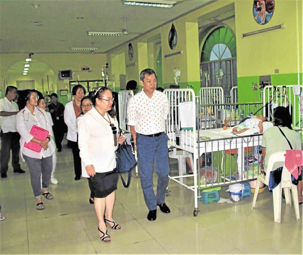 Legaspi and Health Secretary Paulyn Jean Rosell-Ubial visit the infant’s ward of the country’s largest government hospital.