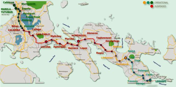 PNR route going to Bicol
