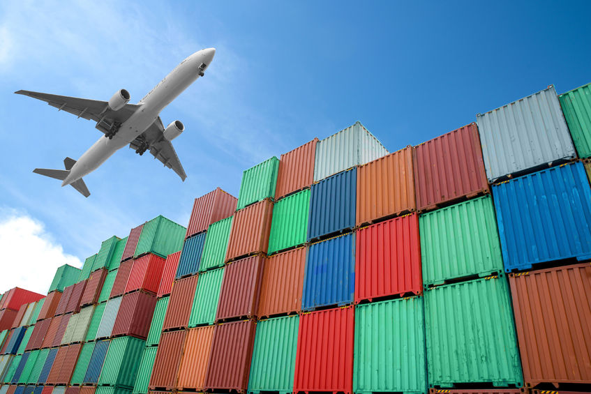 Stack of cargo containers at the docks