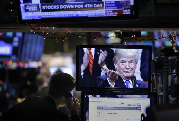  Donald Trump on screen at New York Stock Exchange