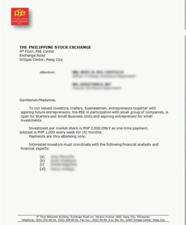 pse investment scam warning
