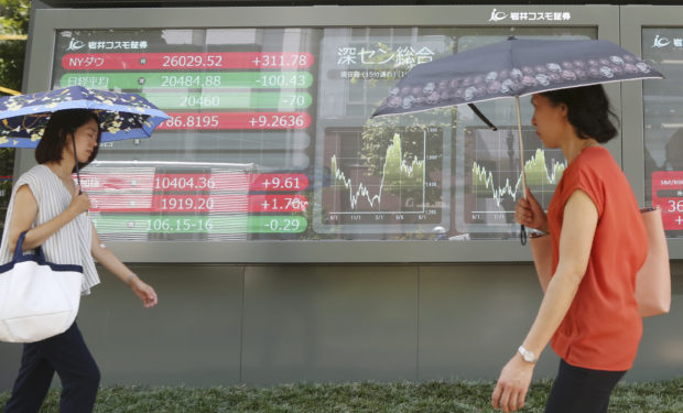  Asian shares mostly lower after China stabilizes currency