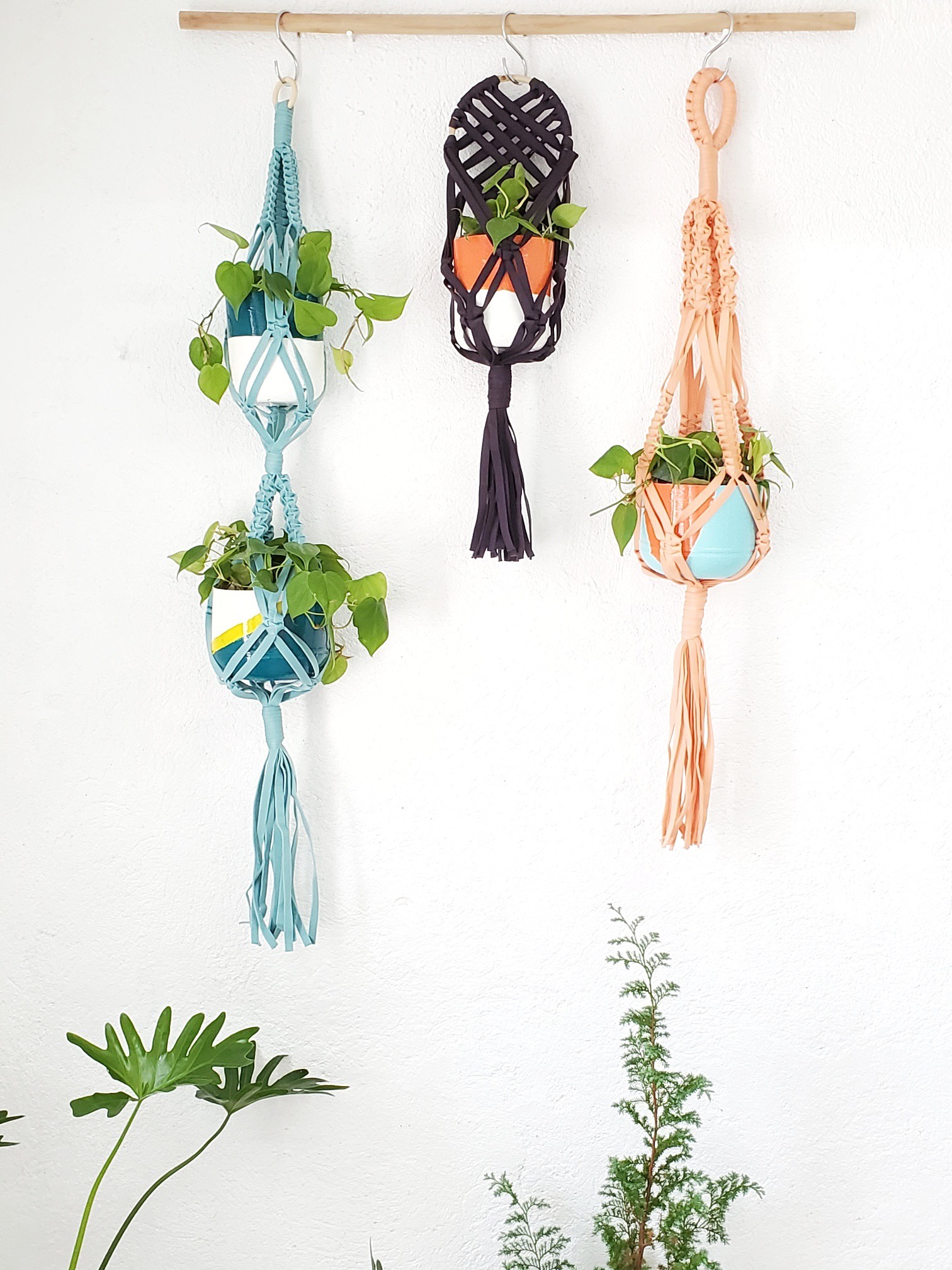 Macrame plant holders by GROW