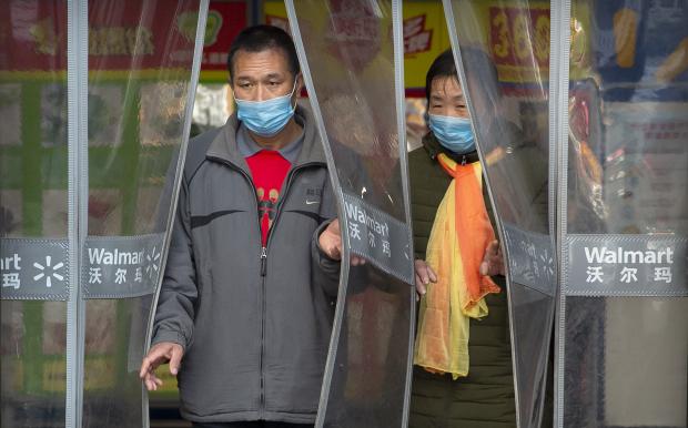  People wearing face masks at Walmart in Beijing