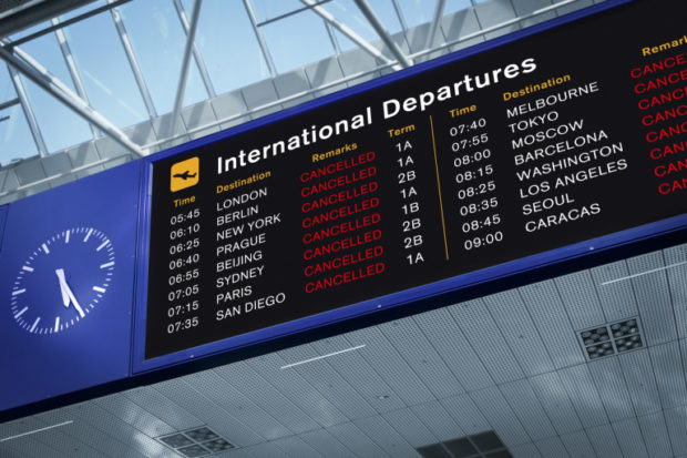 tourism airport flights cancelled