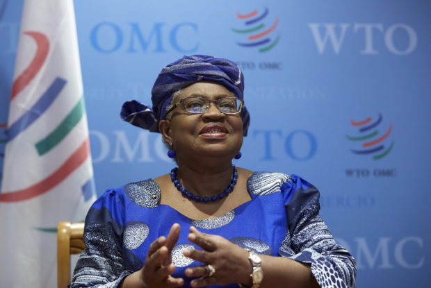 WTO Director-General Ngozi attends an interview with Reuters at the WTO headquarters in Geneva