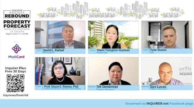 Experts from the property sector during the latest Inquirer Rebound webinar