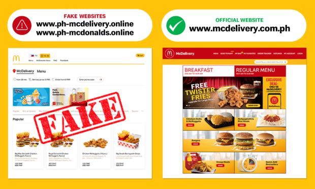 McDonald’s Fake McDelivery website advisory