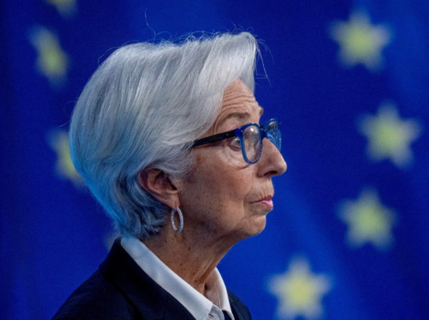 FILE PHOTO: President of European Central Bank, Christine Lagarde, attends a news conference following a meeting of the governing council in Frankfurt, Germany February 3, 2022. Michael Probst/Pool via REUTERS/File Photo