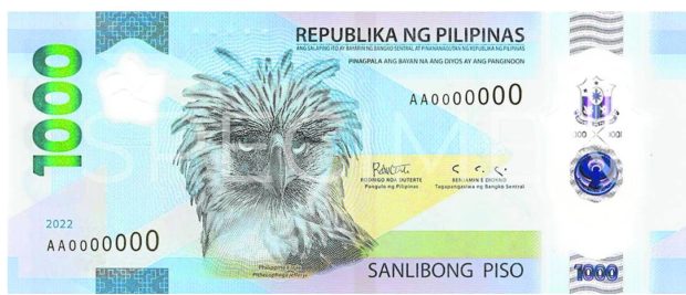 The new 1,000-peso polymer banknote. —FILE PHOTO
