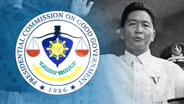 Ferdinand Marcos Sr. with PCGG logo. STORY: PCGG plans Marcos asset sales this year to generate cash