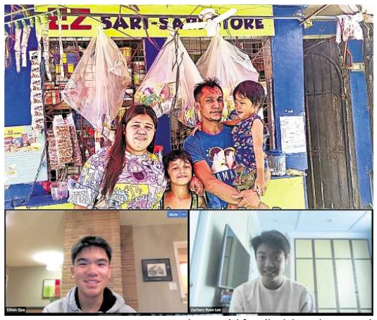 LEARNING WHILE HELPING The David family (above) opened EZ “Sari-sari” store with the help of young philanthropists Ethan Qua (lower left) and Zachary Lee. —CONTRIBUTED PHOTOS