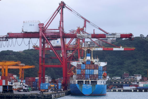 Cargo ship at a port in Taiwan
