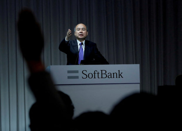 Softbank CEO takes questions from media in a press conference