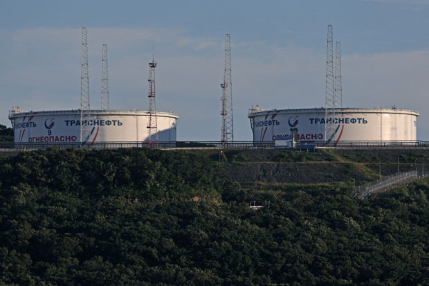 Oil tanks near a port in Russia