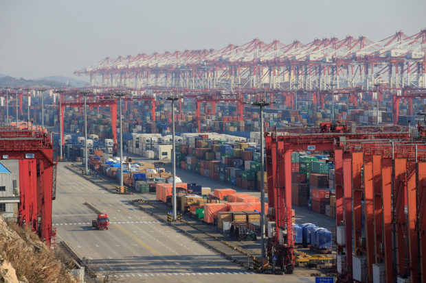 Containers at Yangshan Deep Water Port