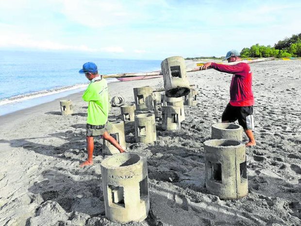 These concrete barriers make up the artificial reef that was installed in Barangay Panan in Botolan, Zambales.