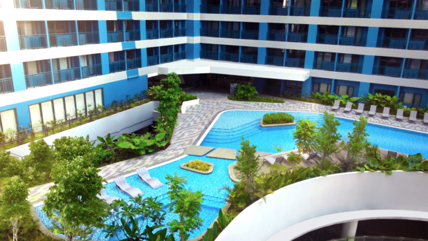 air residences pool view in a condominium unit