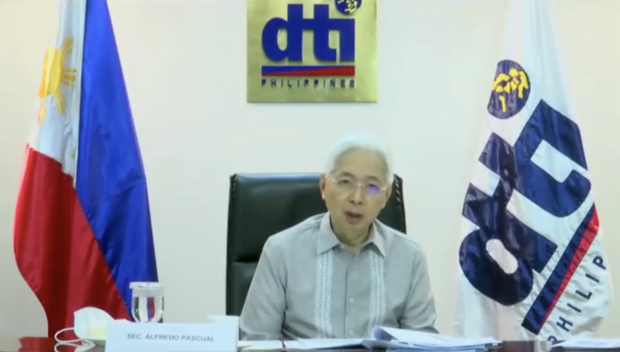 DTI Sec. Alfredo Pascual during the public hearing of the Committee on Trade, Commerce and Entrepreneurship. Screengrab from Senate livestream