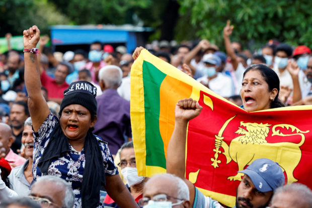 Protesters at anti-government rally in Sri Lanka