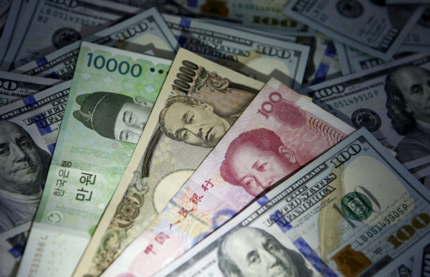 South Korean won, Chinese Yuan, Japanese yen bank notes