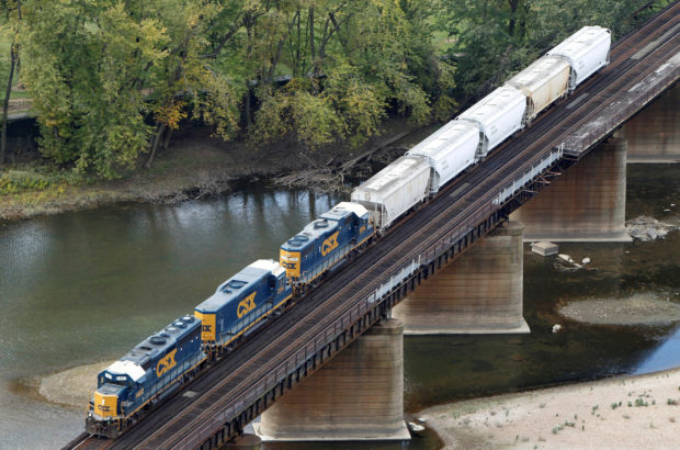 Freight train crossing the Potomac River
