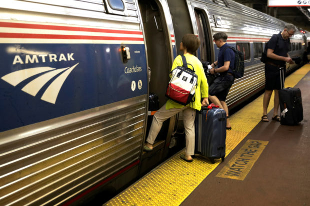 Passengers boarding Amtrak train