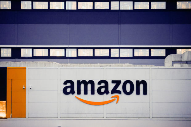 Amazon logo at its logistics center