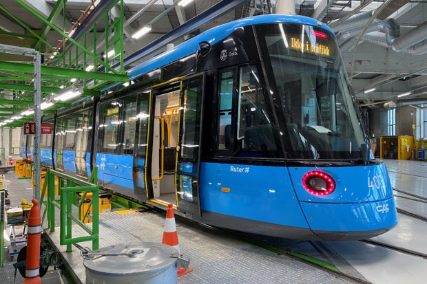 A tram fitted at a workshop in Oslo