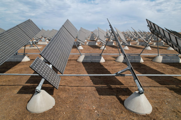 Solar panels at solar farm at University of California