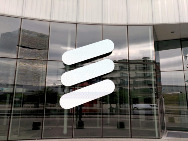 Ericsson logo at its HQ in Stockholm