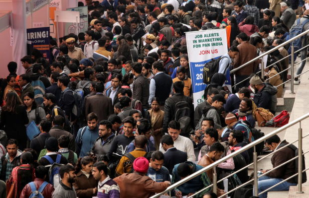 Job seekers attending job fair in New Delhi