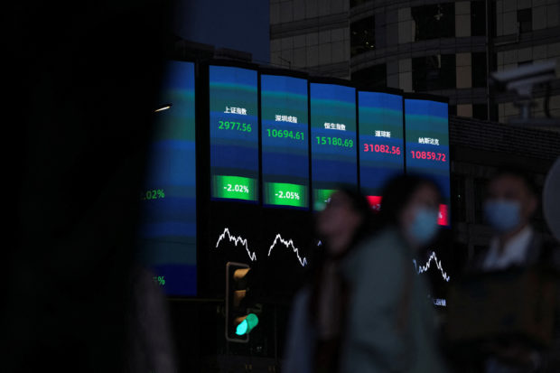 Display of stock indexes in Shanghai
