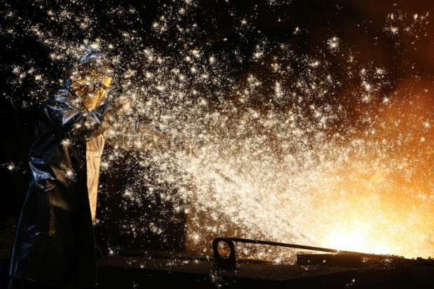 A steel worker of ThyssenKrupp